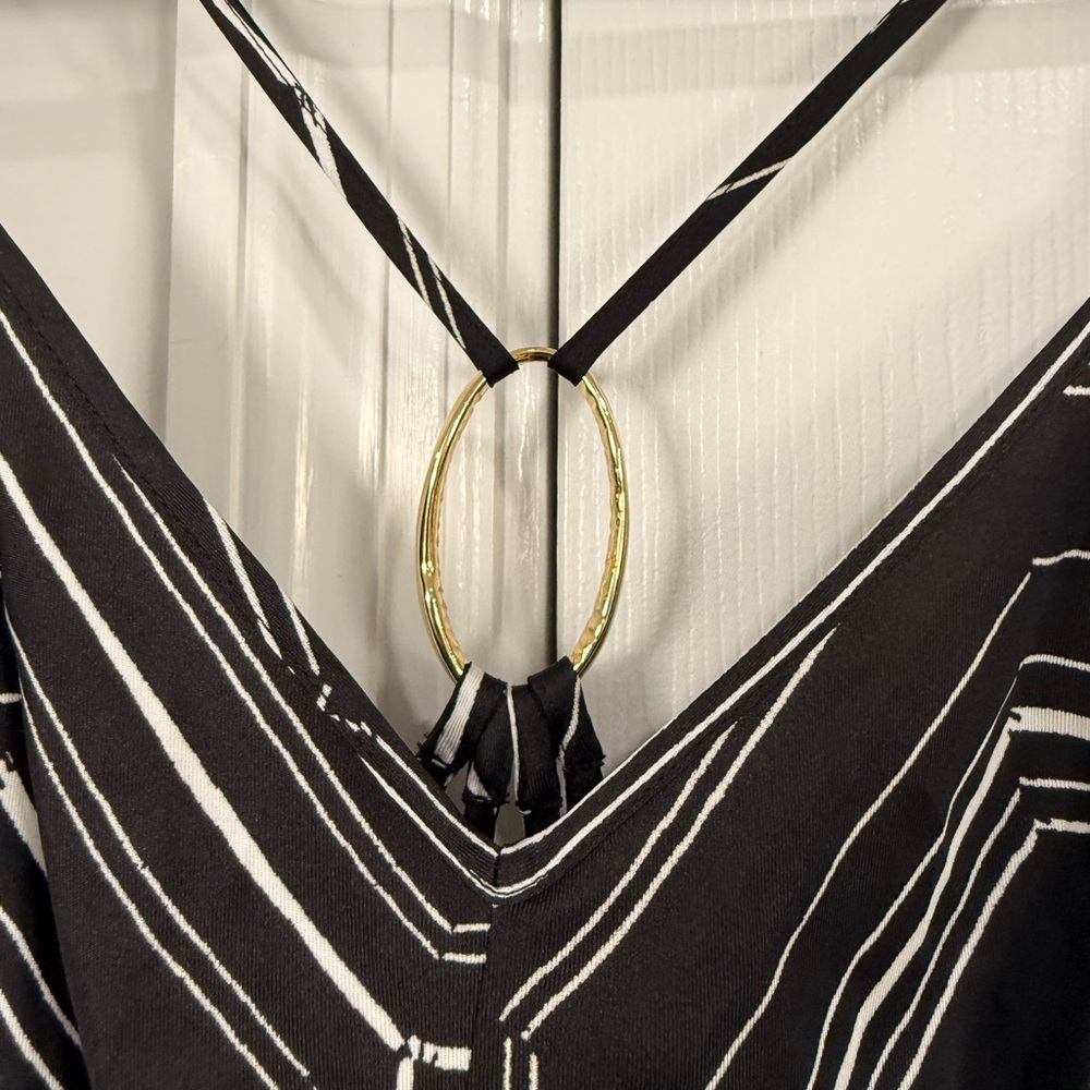 Sandro Silk Geometric Maxi Slip Dress in Black and Blue - Picture 4 of 7